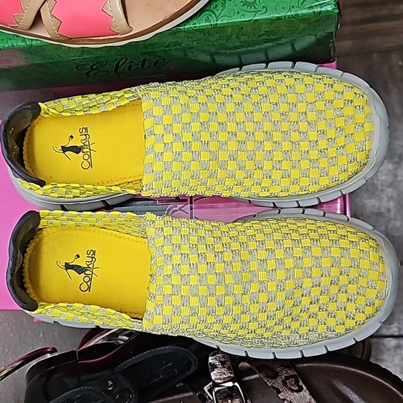 Corkys Shoes - Corkys Joann sneakers yellow slip on tennis shoes  sz 9